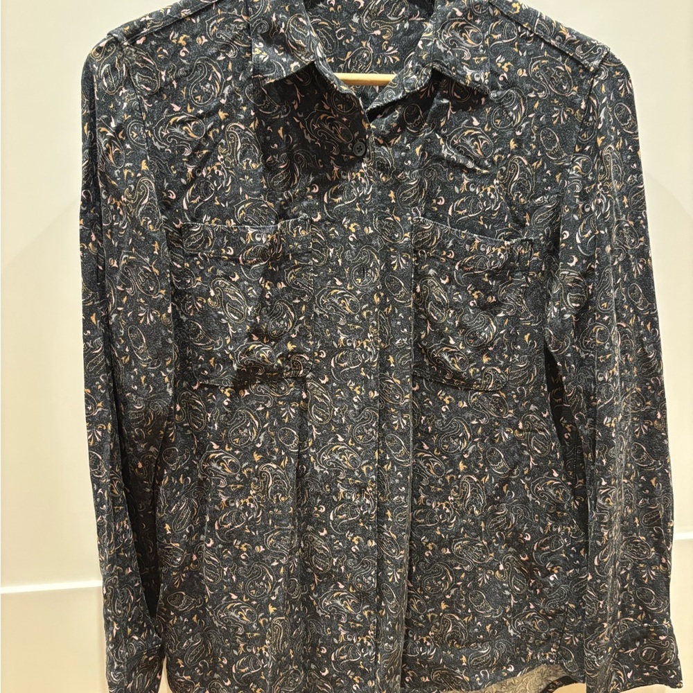 Talula Blue Paisley Button Down Shirt
